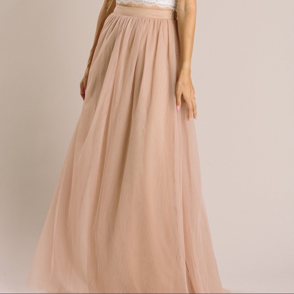 Morning Lavender Anabelle Beige Full Tulle Maxi